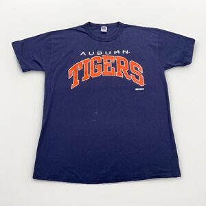 Vintage Auburn Tigers Shirt Mens L Blue Russell Athletic 90s Cotton